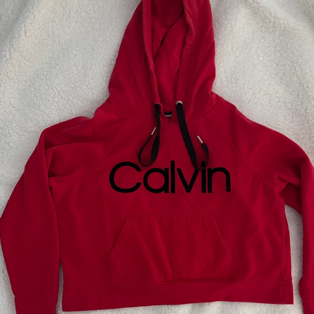 Calvin Red Crop Hoodie